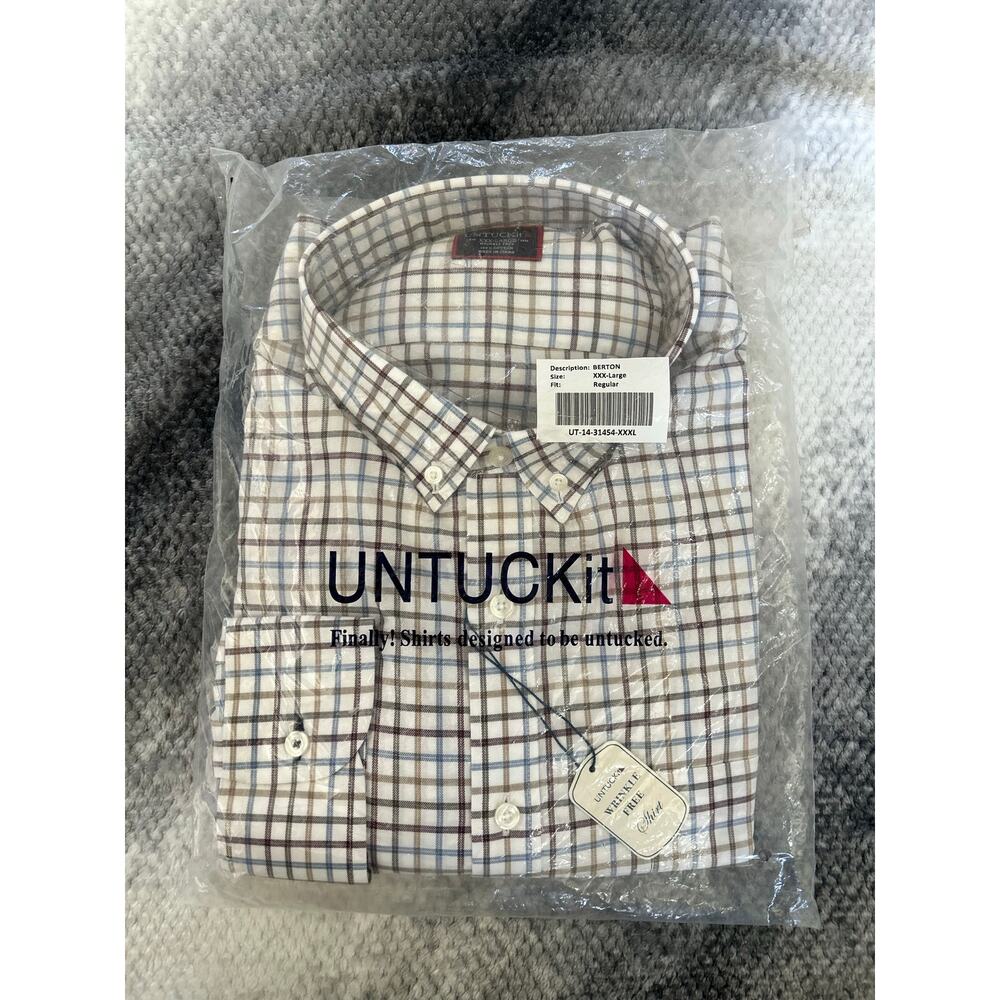 UNTUCKit Men's 'Berton' Regular Fit Long Sleeve Button Up Checkered Shirt XXXL